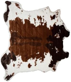 Luxe Faux Fur Cowhides Soft Low Pile Durable Fade-Resistant Shed-Free Animal-Free Faux Cowhide Area Rug | 4-1/4 ft x 5 ft, Cow Print Chocolate + White
