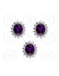 Sterling Silver -CZ Royal Wedding Inspired Earrings Pendant Set (Ameth