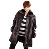 United Face Womens Rex Fur Leather Swing Coat
