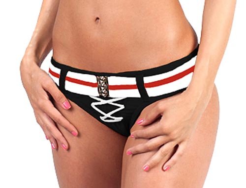 NCAA Georgia Bulldogs Unnecessary Roughness Lace Up Bikini Bottoms (Team, Medium)