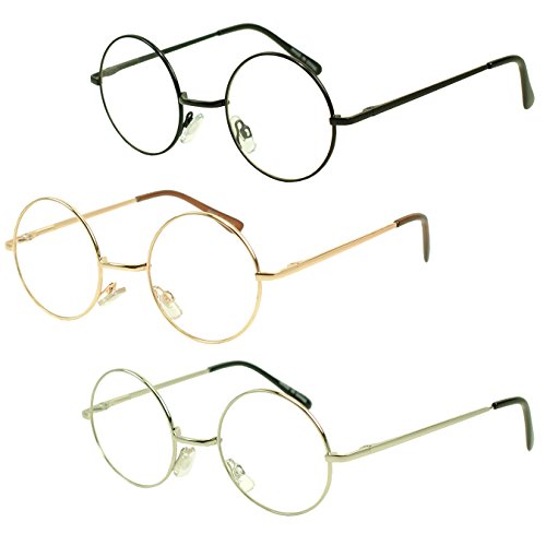 Sunglass Stop - Small Round Vintage Metal John Lennon Clear Lens Eye Glasses