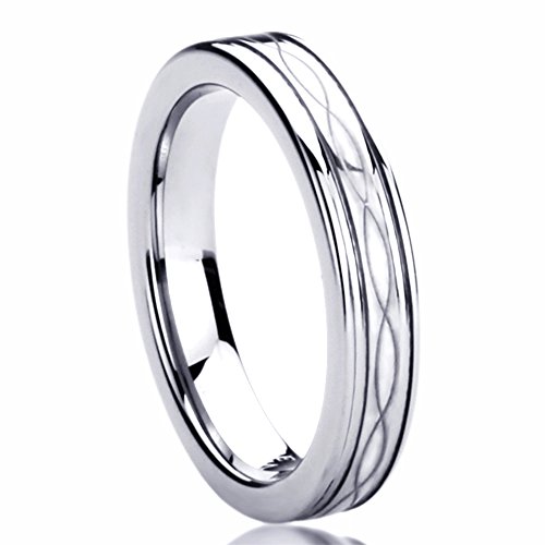 4MM Titanium Comfort Fit Wedding Band Ring Laser Etched Infinity Patterned Ring (5 to 10)