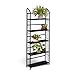 Black Metal Outdoor Patio Plant Stand 5 Tier Shelf Unit (5-TIER SHELVES)