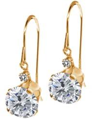 2.03 Ct Round H/I Diamond White Diamond 14K Yellow Gold Earrings