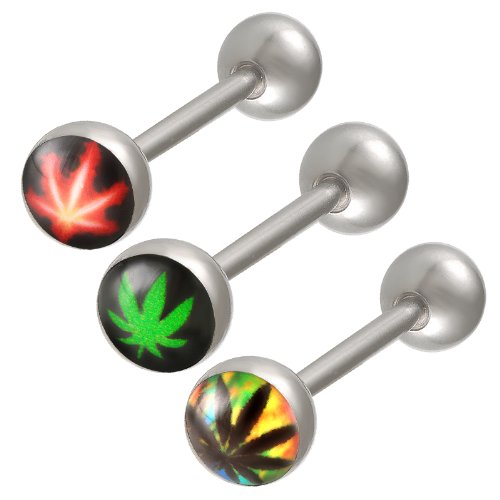 tongue piercing balls ring lot cool surgical steel barbell 14g 3Pcs 1.6mm 16mm straight bars Logo ACXY