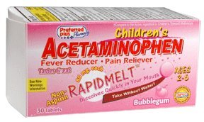 Acetaminophen Children's Fever+pain Reducer Rapidmelt Non-aspirin Bubblegum Tablets By Preferred Plus - 30 Ea