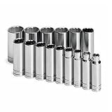 SK Hand Tool 4815-6 6 Point Drive Deep Fractional Set Socket, 1/2-Inch, Chrome, 15-Piece [並行輸入品]