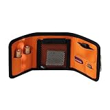 Velcro Neoprene Wallet Carrying Case withDetachable Key Ring for Flash Drives and Accessories (Orange)
