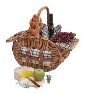 Picnic Gift Starlight Wine & Cheese Willow Picnic Basket for Two in Green - Picnic Gift 6020-GR