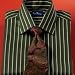Deep Tone Textured Birdseye Stripe Dress Shirt