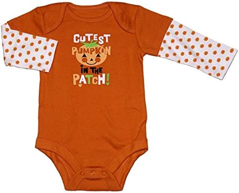 Assorted Witch, Pumpkin, Cat Baby Boys &amp; Girls Halloween Bodysuit Dress Up Outfit (6-9 Months, Cutest Pumpkin in The PATCH!)