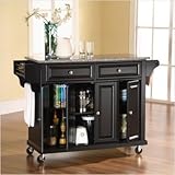 Crosley Furniture Solid Granite Top Kitchen Cart in Black Finish