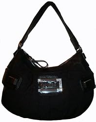Guess Purse Handbag Rachelle Coal Black Signature Print