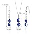 Peora Created Sapphire Pendant Earrings Necklace Sterling Silver Double Oval Shape