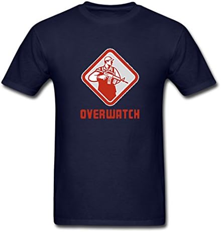 Lkui Overwatch Video Game Logo Casual Men's T-Shirt Navy X-Large