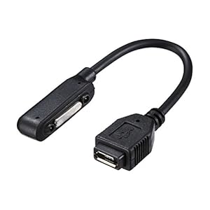 SANWA SUPPLY Xperia用充電変換アダプタ (microUSB-充電端子) ブラック AD-USB21XP