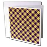 777images Designs Patterns - Purple and Gold LSU Tartan Dark purple and yellow - Greeting Cards-6 Greeting Cards with envelopes