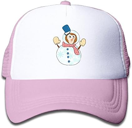 Cute Snowman Kids Trucker Cap Hat Boys Girls Adjustable One Size Pink