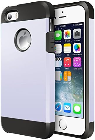 iPhone 5S Case, MiHua - | Hybrid Armor | Dual-Layer | Hard PC + Flexible TPU | Slim Shock-Proof Ultimate Protective Case TPU Bumper + [Scratch Resistant] For Apple iPhone SE/5S ( Silver )