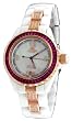 Oniss #ON8890-LRG Women's Rose Gold Trim Baguette Crystal White Ceramic Watch