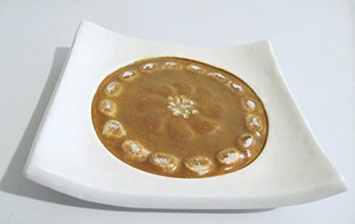 Handmade Ceramic Soap Dish Imprinted with Vintage Glassware Pattern Pottery