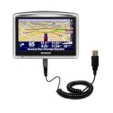 Coiled Power Hot Sync and Charge USB Data Cable w/ Tip Exchange for the TomTom One XL - Gomadic Brand
