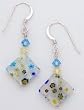 Millefiore Glass and Swarovski Crystal Earrings