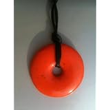Teething Bling Pendant Necklace - Donut Shape (Coral)