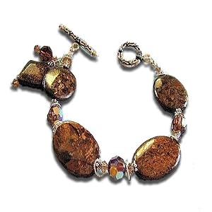 Bronzite and Swarovski Crystal Bracelet