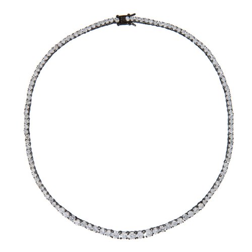 Paris Hilton's Black Plated Cubic Zirconia Sterling Silver Tennis Necklace