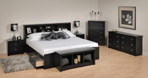 Prepac Sonoma Black King Wood Platform Storage Bed 6 Piece Bedroom Set On Sale