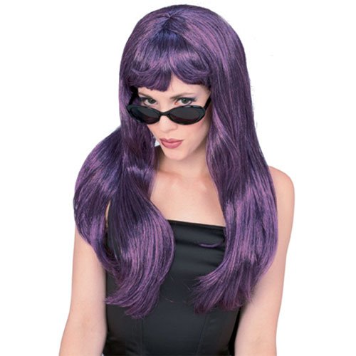 GLAMOUR WIG, PURPLE AND BLACK