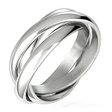 Triple Russian Interlocked Stainless Steel Men Unisex Wedding Band Rings