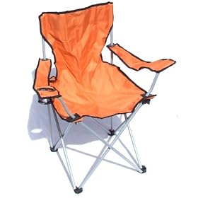 Vibrant orange camping chair with cup holder