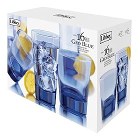 16 pc Geo Set (Med Blue) by Libbey