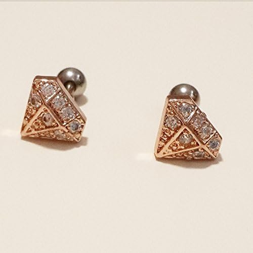 Women's and Men's Stainless Steel Personalized Diamond Shape Stud Earrings By Top-ishop