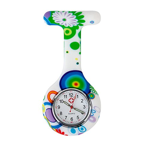 High Quality Brooch / Fob Watch For Health Care Workers, Nurses And Doctors In White Silicone Hygienic Protection Cover For Infections Control With Modern Patterns / Designs In Many Colors By VAGA