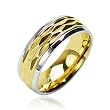 316L Surgical Stainless Steel Rings/IP Gold Dia Cut Center/Shiny Finish Steel Edges