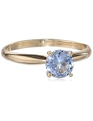 10k Gold 6mm Round Aquamarine Gemstone Solitaire Ring (0.80 ct)