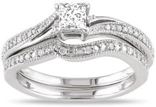 1.5 Carat PPrincess Cut DiamondBridal Set on 18K White Gold