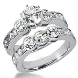 14K White Gold Round Cut Diamond Semi-mount Matching Set (2.15ct.tw, HI Color, SI2-3 Clarity)