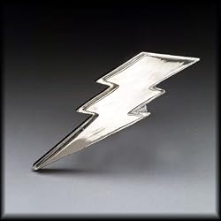 Silver Star "Lightning Bolt" Chrome Metal Belt Buckle