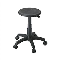 Adjustable Office Stool with Casters - Black
