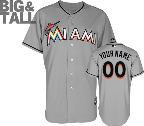 Miami Marlins Jersey: Big & Tall Personalized Road Grey Authentic Cool Baseâ