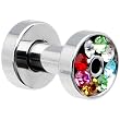 8 Gauge Stainless Steel Multi Gem Screw Fit Tunnel