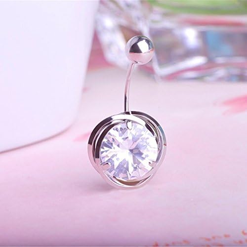 Blucoo Women New Fashion Sexy Body Button Percing Navel Ring (White)