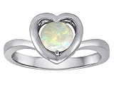 1.50 cttw Heart Engagement Promise of Love Ring with 7mm Round Created Opal