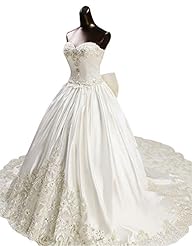 Strapless Sweetheart   Beaded Lace-Up  Ball Gown  Dress with a Chapel Train  With a Bow(s)