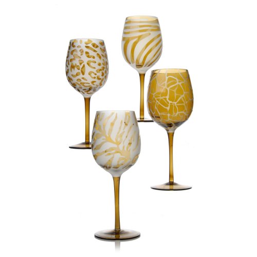 Slant Wildlife 16-Ounce Wine Glasses, Set of 4