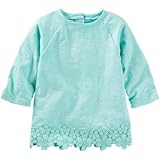 オシュコシュ OSHKOSH/ ネオンレーストリムトップ ミント トップス長袖Tシャツ 12ヶ月【並行輸入】